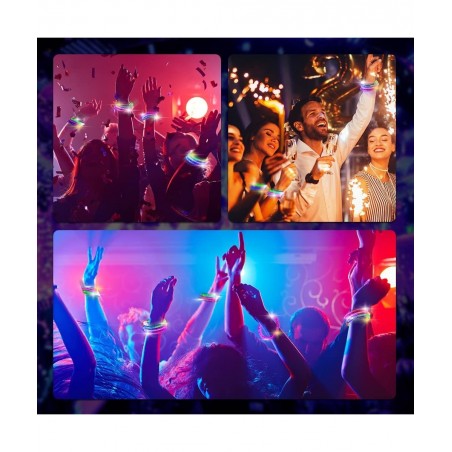 100 Pieces LED Glow Bracelets Set Neon Glow In The Dark Party Supplies Light Up Party Favors Gifts for Kids Adults Glow Acces...