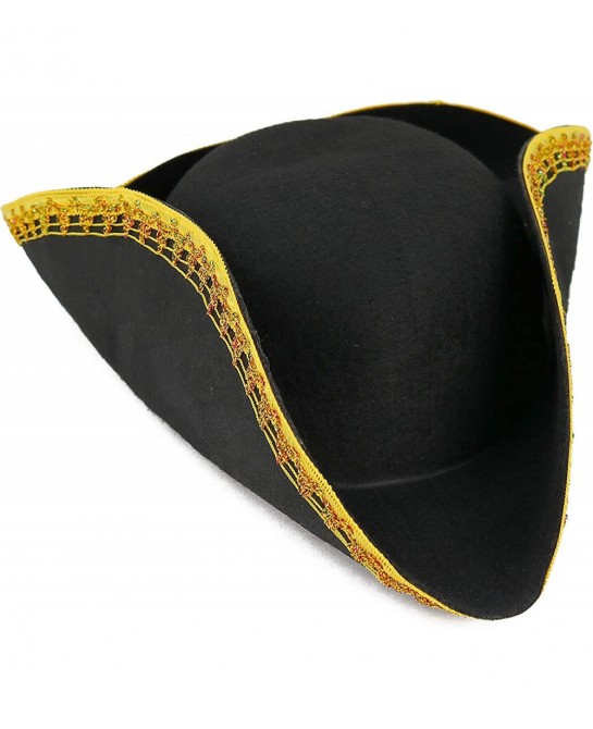 Colonial Black Tricorn Hat - Revolutionary War Costume Tricorner Deluxe Hat with Gold Trimming $34.74 Kids' Dress-Up Accessories