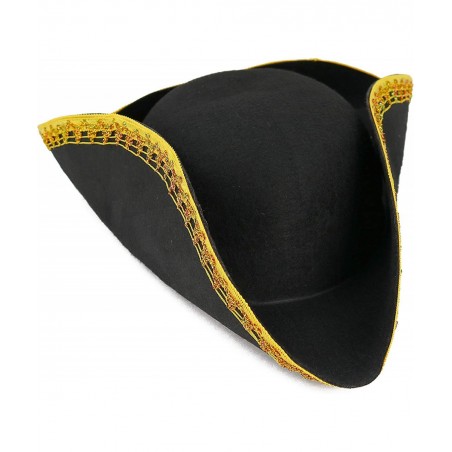 Colonial Black Tricorn Hat - Revolutionary War Costume Tricorner Deluxe Hat with Gold Trimming $34.74 Kids' Dress-Up Accessories