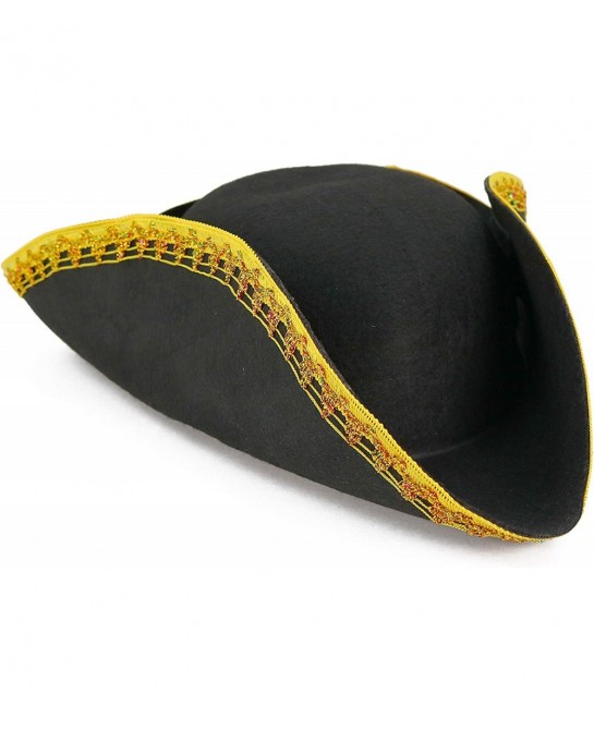 Colonial Black Tricorn Hat - Revolutionary War Costume Tricorner Deluxe Hat with Gold Trimming $34.74 Kids' Dress-Up Accessories