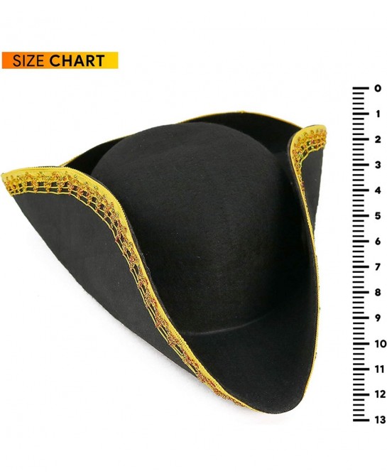Colonial Black Tricorn Hat - Revolutionary War Costume Tricorner Deluxe Hat with Gold Trimming $34.74 Kids' Dress-Up Accessories