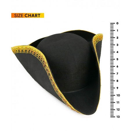 Colonial Black Tricorn Hat - Revolutionary War Costume Tricorner Deluxe Hat with Gold Trimming $34.74 Kids' Dress-Up Accessories