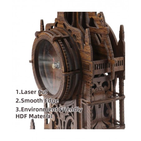 3D Wooden Puzzle Clock Model Kits Wood Puzzle Clock for Adults - Tower Clock 47pcs Jigsaw Laser Cut Puzzle $50.57 3-D Puzzles