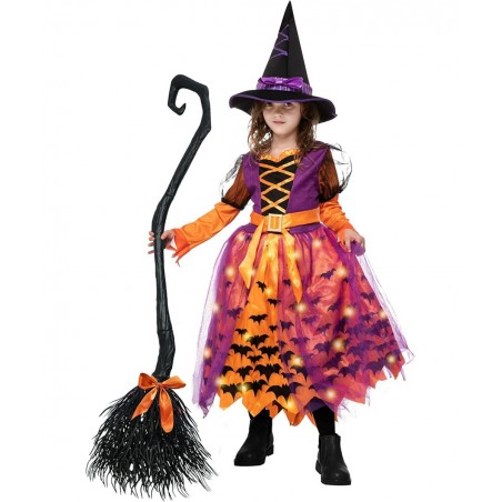 Halloween Child light up polka dots witch tutu costume for girl dress up (Medium (8-10yr)) $18.78 Kids' Costumes