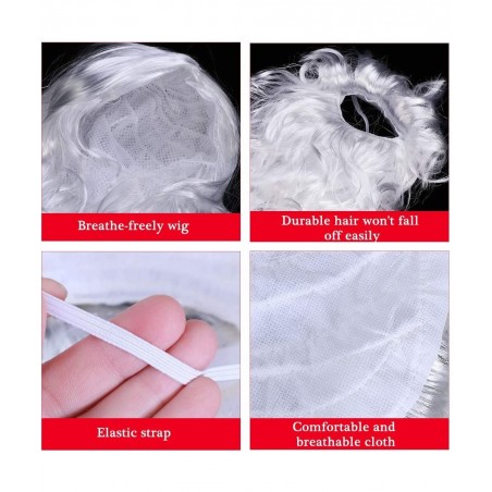 Santa Wig and Beard Set Christmas Wig White Fancy Dress Costume $20.08 Kids' Dress-Up Accessories