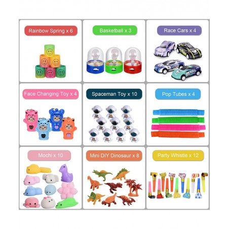 Kids Party Favors 100 Pcs Goodie Bag Stuffers Fillers Teacher Treasure Box Students Classroom Reward Prizes Pinata Stuffers F...