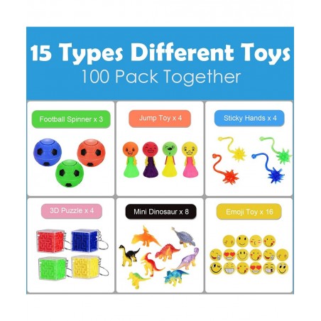 Kids Party Favors 100 Pcs Goodie Bag Stuffers Fillers Teacher Treasure Box Students Classroom Reward Prizes Pinata Stuffers F...