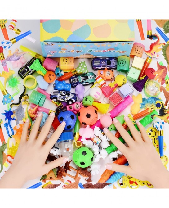 Kids Party Favors 100 Pcs Goodie Bag Stuffers Fillers Teacher Treasure Box Students Classroom Reward Prizes Pinata Stuffers F...