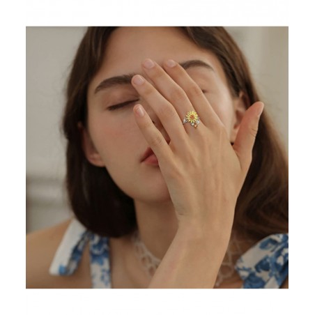 2 Pcs Sterling Silver Fidget Anxiety Rings for Women Sunflower Spinner Ring Adjustable Fidget Rings for Anxiety Relieving Str...