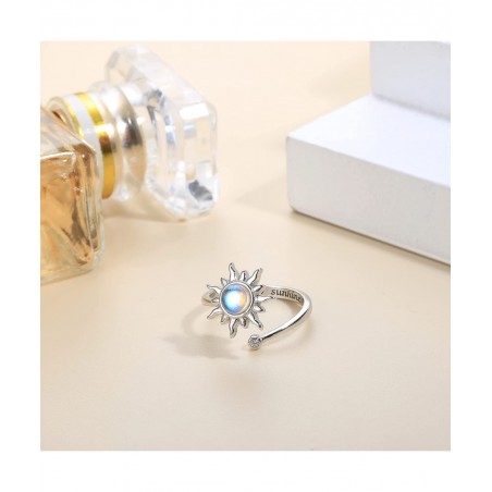 2 Pcs Sterling Silver Fidget Anxiety Rings for Women Sunflower Spinner Ring Adjustable Fidget Rings for Anxiety Relieving Str...
