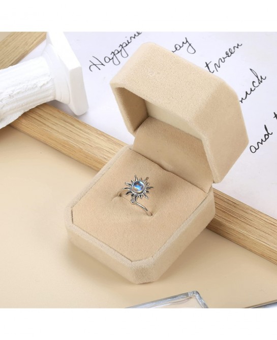 2 Pcs Sterling Silver Fidget Anxiety Rings for Women Sunflower Spinner Ring Adjustable Fidget Rings for Anxiety Relieving Str...