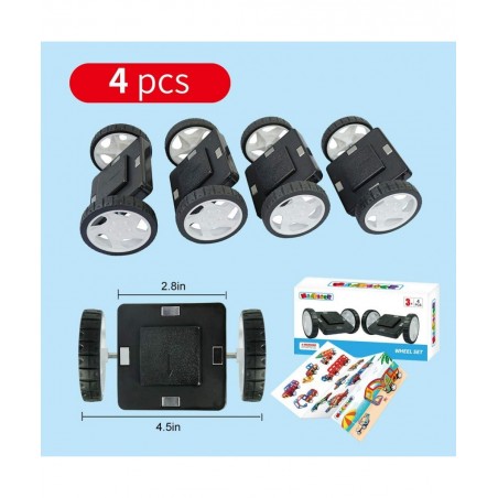 4 Pieces Wheels Set Compatible with Other Brands of Standard Size Square Shape with Hole Magnetic Blocks are not Suitable to ...