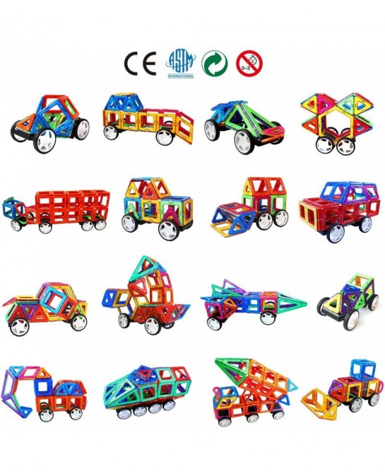 4 Pieces Wheels Set Compatible with Other Brands of Standard Size Square Shape with Hole Magnetic Blocks are not Suitable to ...