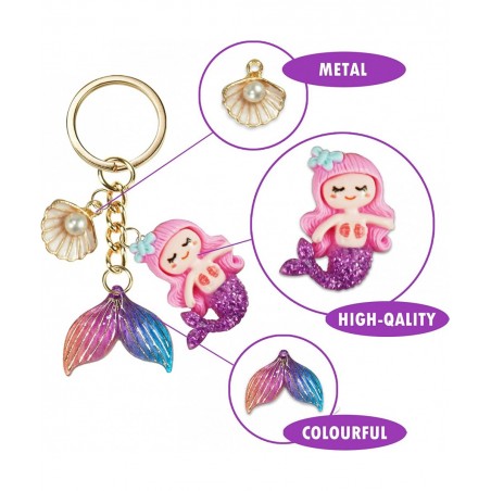 12 Sets Mermaid Party Favors Under The Sea Party Decorations Mermaid Key Chain with Pearl Shell Organza Bags and Thank You Ca...