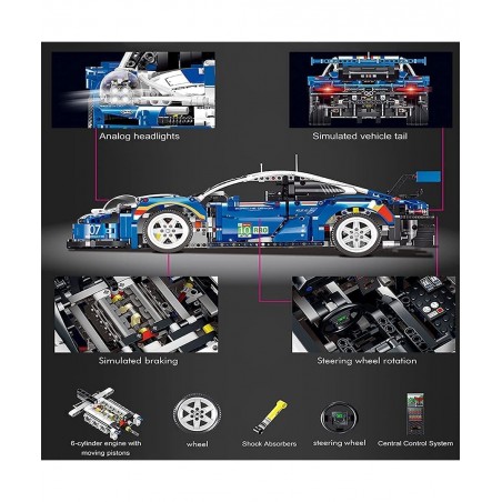Brick Construction Toy Technique Building Blocks and Engineering Toy Adult Collectible Model Cars Kits to Build 1:12 Scale Ra...