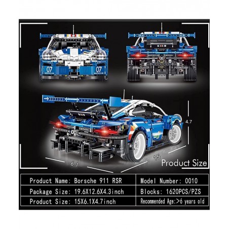 Brick Construction Toy Technique Building Blocks and Engineering Toy Adult Collectible Model Cars Kits to Build 1:12 Scale Ra...