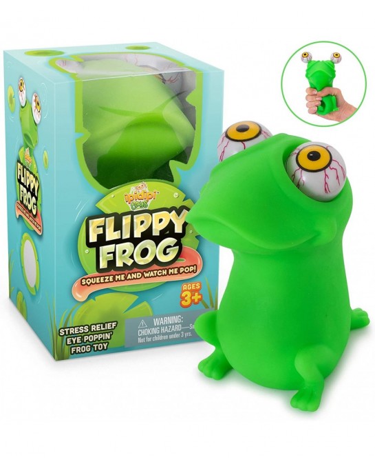 Eye Popping Flippy Frog - Large Squeeze - Stress Relief Toy - Latex Free Peepers Fidget - Anxiety Reducer Sensory Play - Funn...