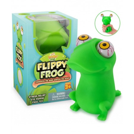 Eye Popping Flippy Frog - Large Squeeze - Stress Relief Toy - Latex Free Peepers Fidget - Anxiety Reducer Sensory Play - Funn...