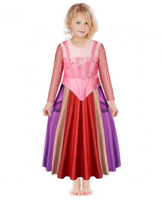 Little Girls Hocus Pocus Winifred Mary Dresses Witch Halloween Costumes Witch Dress Vampire Cosplay Outfits $44.20 Kids' Cost...