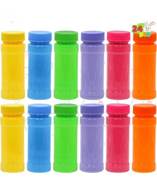 Bubble Bottle 24 Pack - 2oz Blow Bubbles Solution Novelty Summer Toy - Activity Party Favor Assorted Colors Set Birthday Fun ...