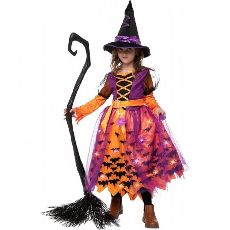 Halloween Child light up polka dots witch tutu costume for girl dress up (Medium (8-10yr)) $18.78 Kids' Costumes