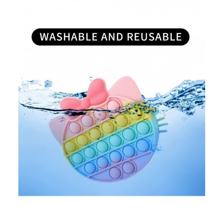 2Pcs Rainbow Cat & Butterfly Pop Fidget Sensory Toy Bags Pack Stress Relief Popping Bubble Purse Silicone Squeeze Toy for Gir...
