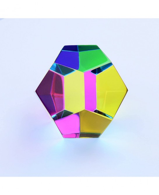 CMY Cubes? - The MUNDUS (50mm) - CMY Dodecahedron Optical Polyhedron - Cyan Magenta Yellow - Subtractive Color Mixing Diamond...