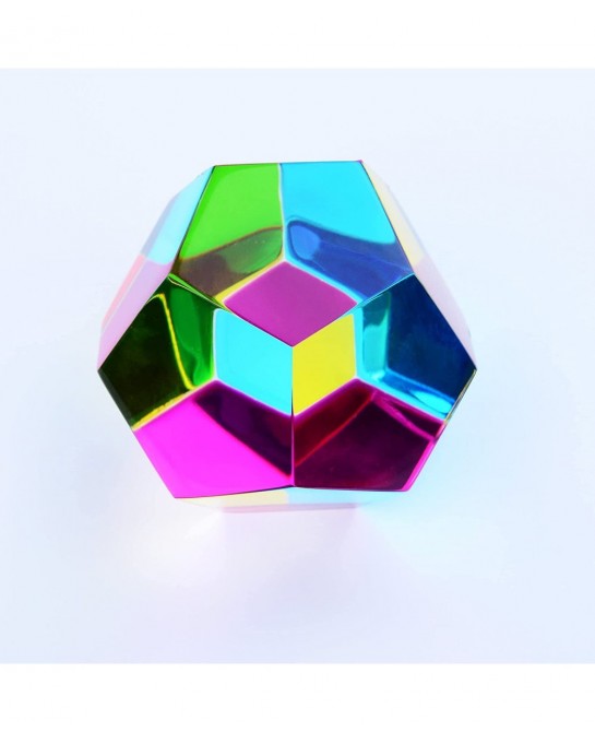 CMY Cubes? - The MUNDUS (50mm) - CMY Dodecahedron Optical Polyhedron - Cyan Magenta Yellow - Subtractive Color Mixing Diamond...