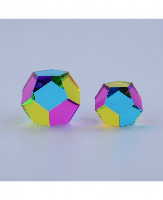CMY Cubes? - The MUNDUS (50mm) - CMY Dodecahedron Optical Polyhedron - Cyan Magenta Yellow - Subtractive Color Mixing Diamond...