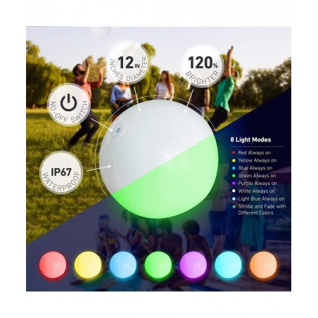 Pool Toys - 4 Pack Light Up Beach Balls for Kids w/ 8 Light Modes Pool Beach Games Balls for Outdoor or Indoor Activities Glo...