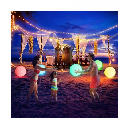 Pool Toys - 4 Pack Light Up Beach Balls for Kids w/ 8 Light Modes Pool Beach Games Balls for Outdoor or Indoor Activities Glo...