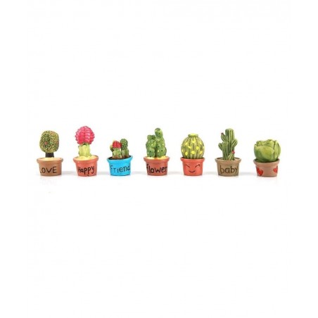 7 Pcs Miniature Garden Ornaments Tiny Cactus Miniature Succulent Plants Pot Dollhouse Decoration Mini Plant $16.19 Dollhouse ...