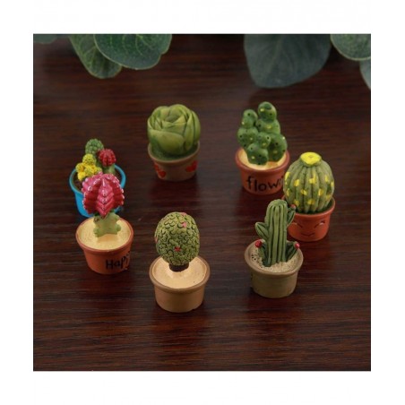 7 Pcs Miniature Garden Ornaments Tiny Cactus Miniature Succulent Plants Pot Dollhouse Decoration Mini Plant $16.19 Dollhouse ...