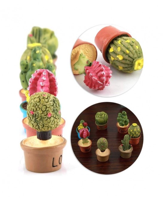 7 Pcs Miniature Garden Ornaments Tiny Cactus Miniature Succulent Plants Pot Dollhouse Decoration Mini Plant $16.19 Dollhouse ...