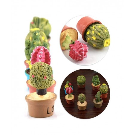 7 Pcs Miniature Garden Ornaments Tiny Cactus Miniature Succulent Plants Pot Dollhouse Decoration Mini Plant $16.19 Dollhouse ...