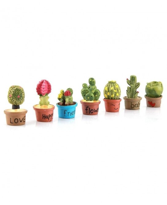7 Pcs Miniature Garden Ornaments Tiny Cactus Miniature Succulent Plants Pot Dollhouse Decoration Mini Plant $16.19 Dollhouse ...