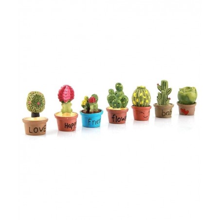 7 Pcs Miniature Garden Ornaments Tiny Cactus Miniature Succulent Plants Pot Dollhouse Decoration Mini Plant $16.19 Dollhouse ...