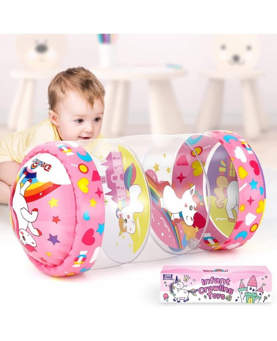 Crawling Toys for Baby Infant Roller Toy with Music LED Light and Unicorn Pattern Learning to Climb Toy for Tummy Time Babies...
