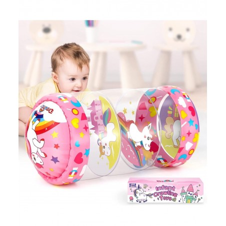 Crawling Toys for Baby Infant Roller Toy with Music LED Light and Unicorn Pattern Learning to Climb Toy for Tummy Time Babies...