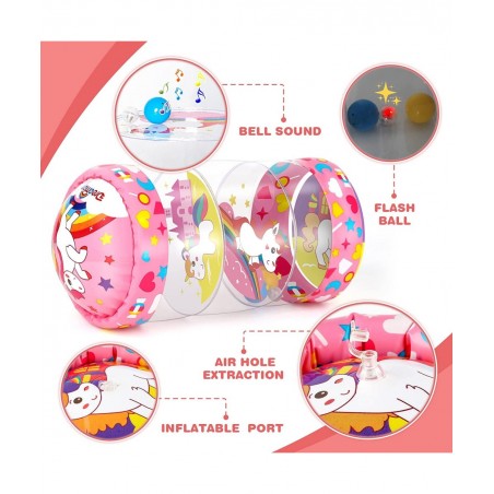 Crawling Toys for Baby Infant Roller Toy with Music LED Light and Unicorn Pattern Learning to Climb Toy for Tummy Time Babies...