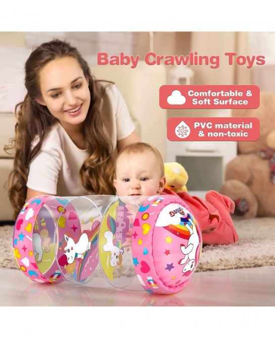 Crawling Toys for Baby Infant Roller Toy with Music LED Light and Unicorn Pattern Learning to Climb Toy for Tummy Time Babies...