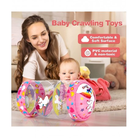 Crawling Toys for Baby Infant Roller Toy with Music LED Light and Unicorn Pattern Learning to Climb Toy for Tummy Time Babies...