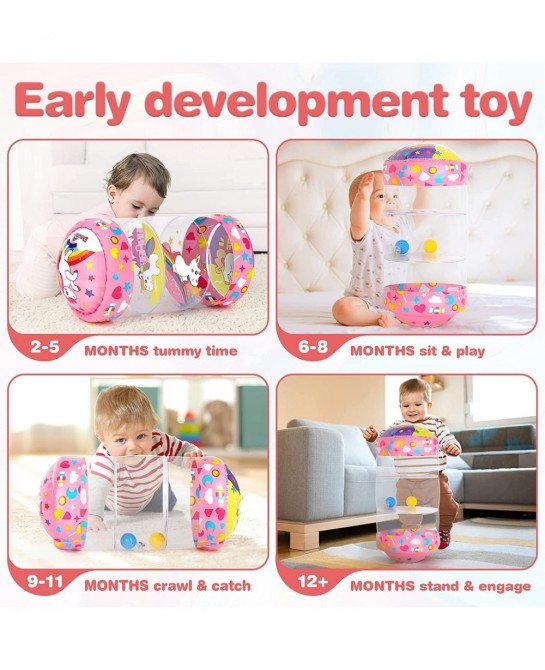 Crawling Toys for Baby Infant Roller Toy with Music LED Light and Unicorn Pattern Learning to Climb Toy for Tummy Time Babies...