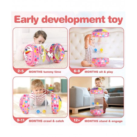 Crawling Toys for Baby Infant Roller Toy with Music LED Light and Unicorn Pattern Learning to Climb Toy for Tummy Time Babies...