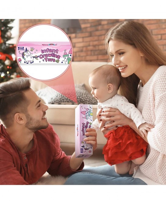 Crawling Toys for Baby Infant Roller Toy with Music LED Light and Unicorn Pattern Learning to Climb Toy for Tummy Time Babies...