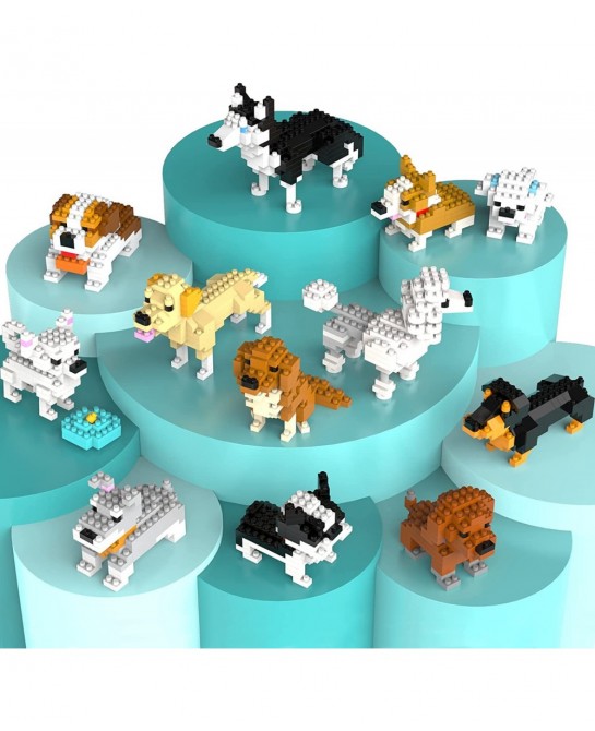 12 in 1 Box Mini Dog Building Blocks Sets for Goodie Bags Prizes Boy and Girls Birthday Gifts Party Favors for Kids 8-12 1372...