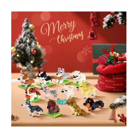 12 in 1 Box Mini Dog Building Blocks Sets for Goodie Bags Prizes Boy and Girls Birthday Gifts Party Favors for Kids 8-12 1372...