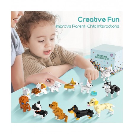 12 in 1 Box Mini Dog Building Blocks Sets for Goodie Bags Prizes Boy and Girls Birthday Gifts Party Favors for Kids 8-12 1372...