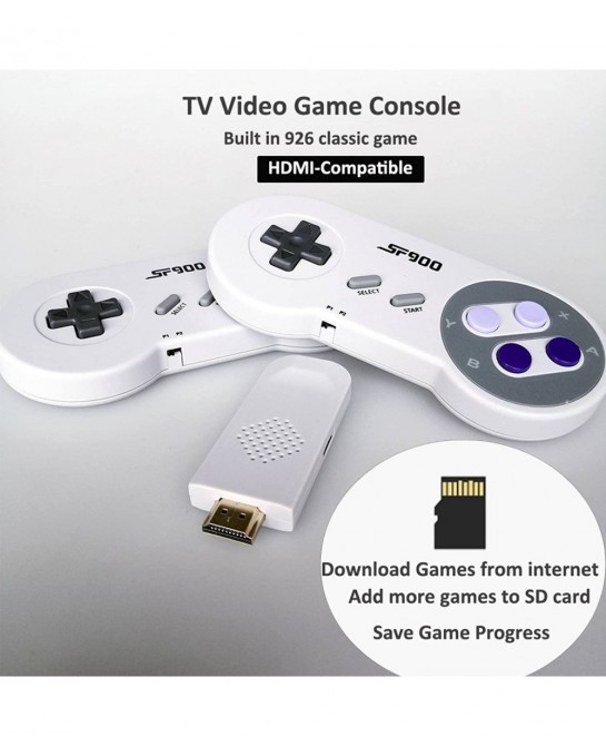 Classic Retro Game Console with 926 Video Game and Wireless Controller 8&16-BIT and HD HDMI Output Video Games for Kids and A...
