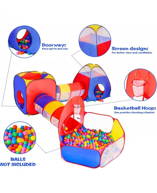 5pc Baby Ball Pits for Toddlers Kids Play Tent and Play Tunnel Children Indoor Outdoor Playhouse with Crawling Toys Boys and ...